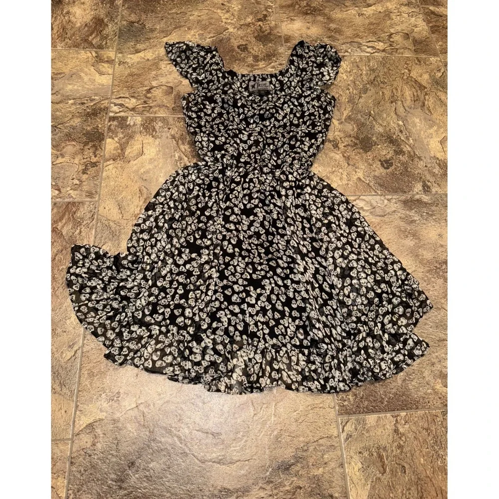 Y2K RARE TRIPP NYC Skull Print Mini Dress Goth‎ Emo Punk Rockabilly Festival XS